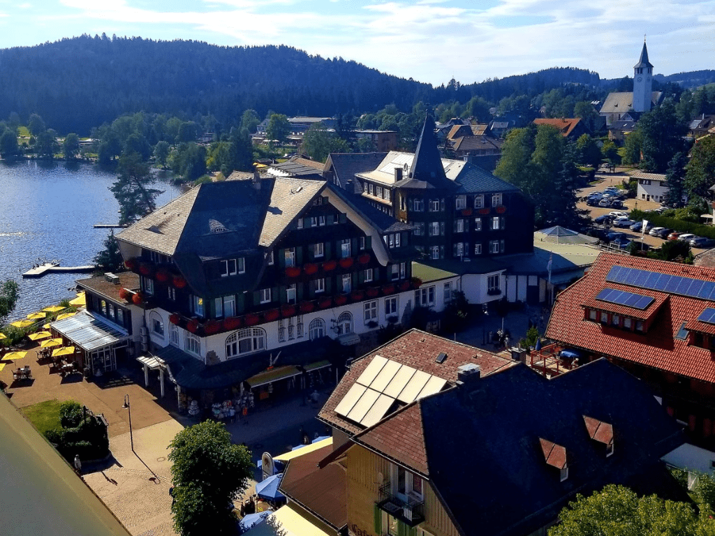 Titisee town with lake to the left