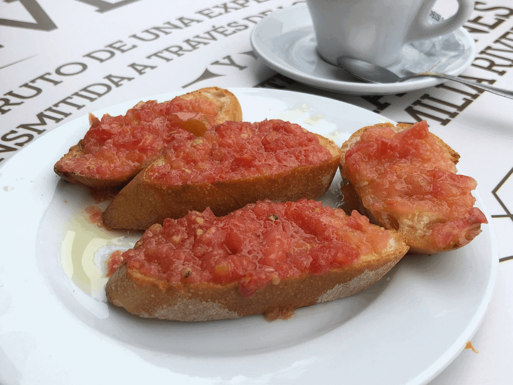 tomato toast known as pan con tomate
