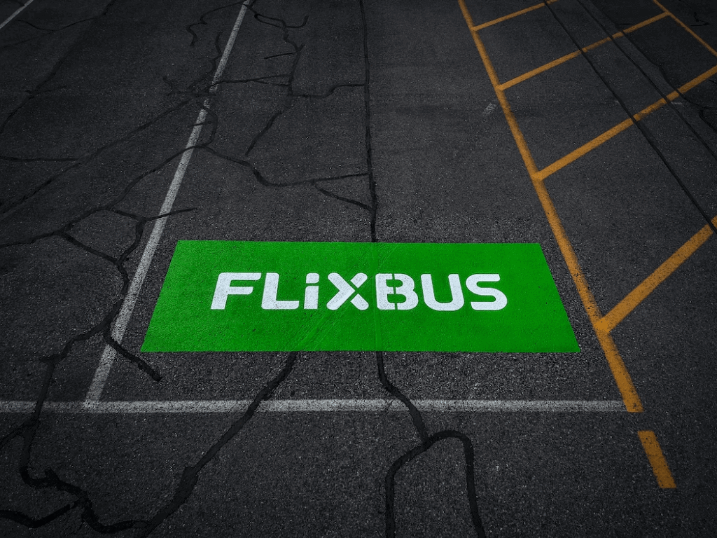 Flixbus on ground at bus depot