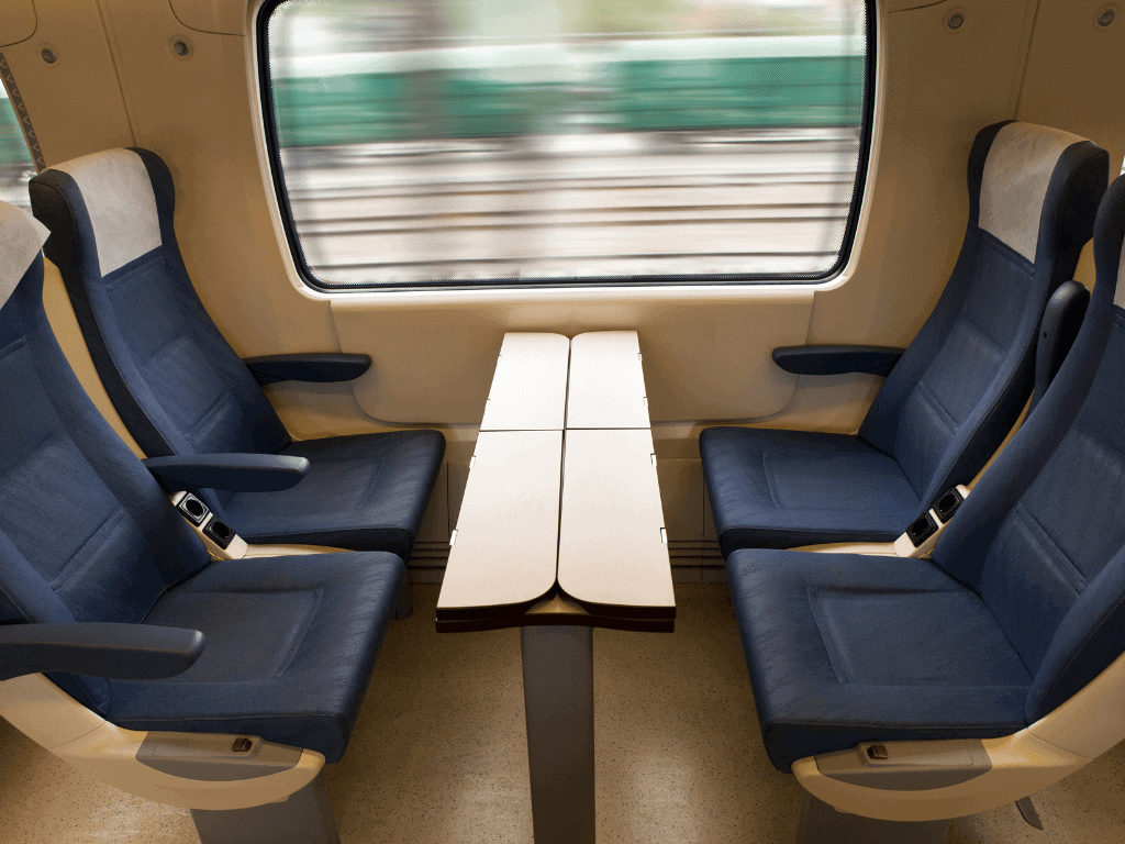 Train seats facing each other